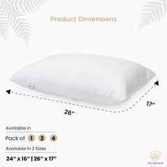 Microfiber Bed Pillows For Sleeping Without Cover, White Pillows- 26x17 Inches | Height Adjustable White Pillows, Rectangular Shape, Easy Maintenance, Superior Softness - Pack Of 4