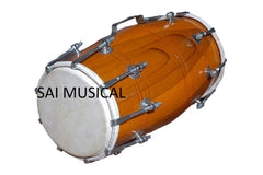 Indian Folk Musical Instrument Drum Nuts N Bolt Wooden Dholak - Orange | Dholak For Festival, Wedding, Satsang - Very Easy To Tune