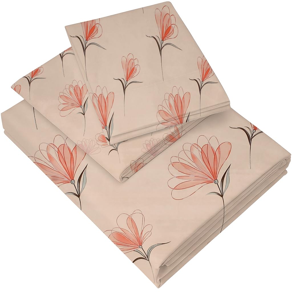 Luxurious Queen Size Bedsheet For Double Bed With 2 Pillow Cover - 90 X 90 Inches, Coral Pink | Perfect For Daily Use, Guest Rooms | Gift For Housewarmings, Weddings