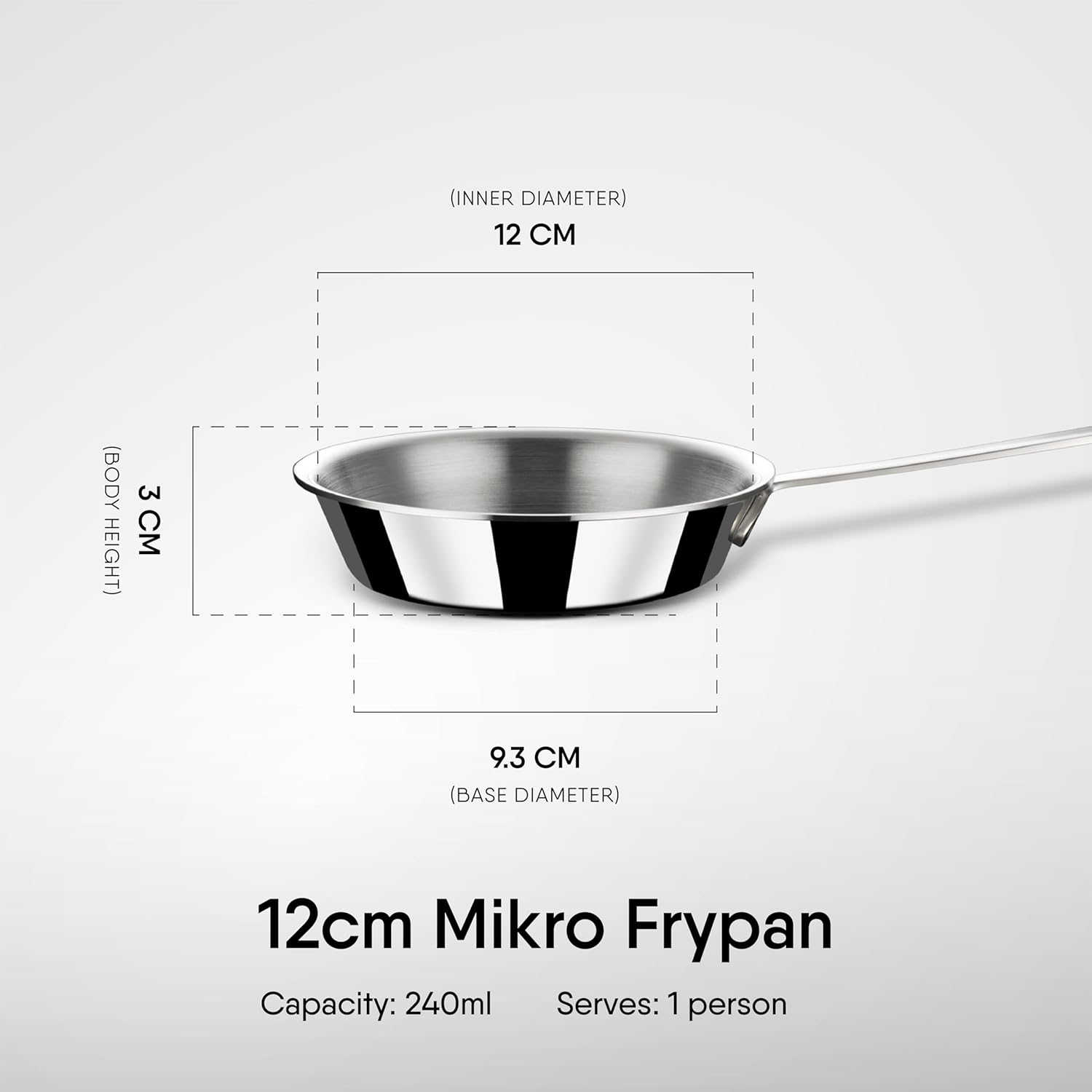 Artisan Triply Stainless Steel Micro Frypan - Mini Frying Pan | 240ml, 12 Cm - Induction Base