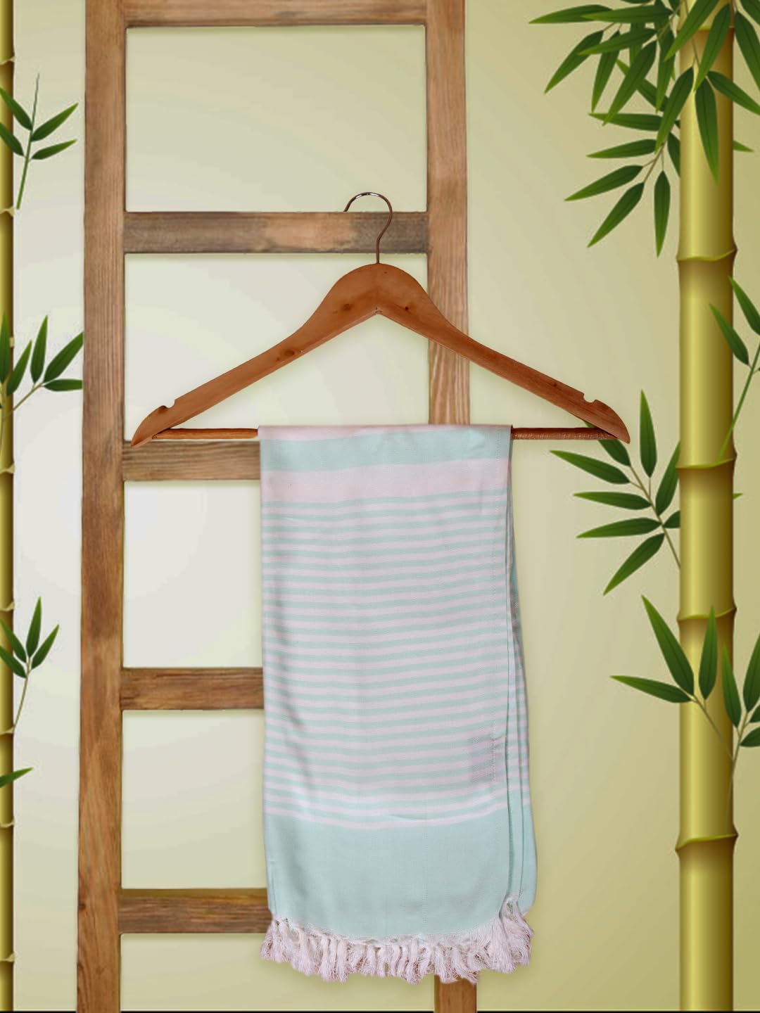 Ramraj Cotton Premium Bamboo Bath Towel 400 Gsm | Lightweight Soft Touch Quick Drying Highly Absorbent Bath Towel (Green)