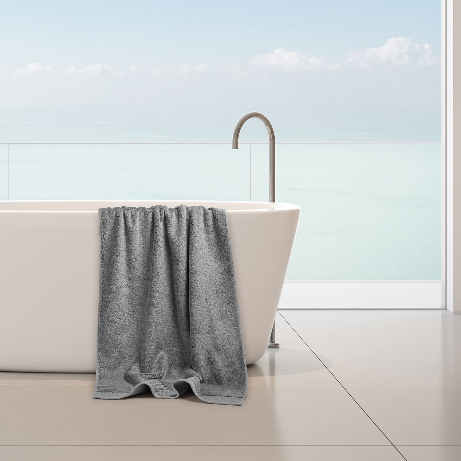 Spread Spain Bath Towels 800 Gsm | Micro Modal Large Size Super Absorbent & Soft Bath Towel (Grey)