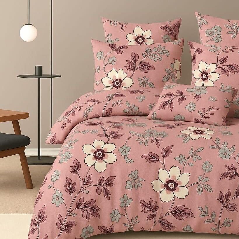 Cotton Queen Size Printed Double Bedsheet With 2 Pillow Covers For Home | 90 X 100 Inches, Peach - Beautiful Bedsheet Set | Perfect For Gifting Wedding, Anniversary