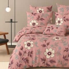 Cotton Queen Size Printed Double Bedsheet With 2 Pillow Covers For Home | 90 X 100 Inches, Peach - Beautiful Bedsheet Set | Perfect For Gifting Wedding, Anniversary