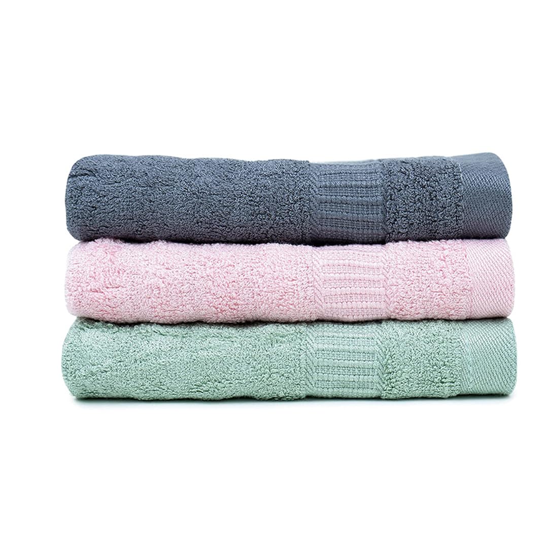 Mush 100% Bamboo Face Towel 500 Gsm | Ultra Soft, Absorbent, & Quick Dry Towels For Facewash, Gym, Travel | Suitable For Sensitive/Acne Prone Skin (Green, Pink & Grey)