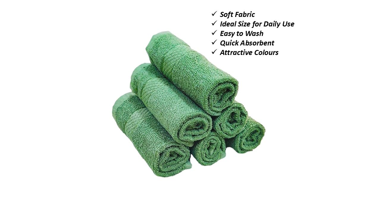 Caslino Small Cotton Face Towels 600 Gsm | Soft & Absorbent Towel For Women & Men - Olive Green (Pack Of 6)
