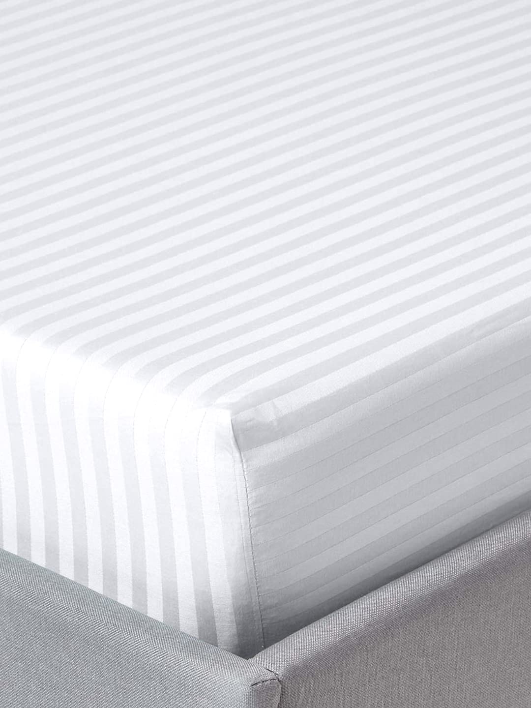 King Size Fitted Bedsheet With 2 Pillow Cover - 108 X 108 Inches, White | Super Soft Premium Brushed Glace Cotton Bedsheet, Breathable & Wrinkle Free