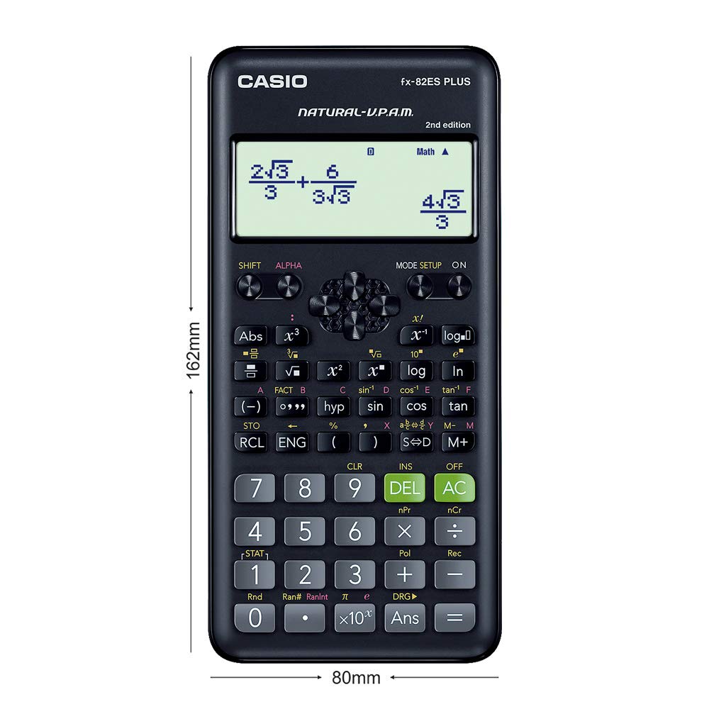 Casio Fx-82es Plus 2nd Edition - Non-programmable Scientific Calculator, 252 Functions | 10-digit Mantissa + 2-digit Exponential Display | 3-years Warranty