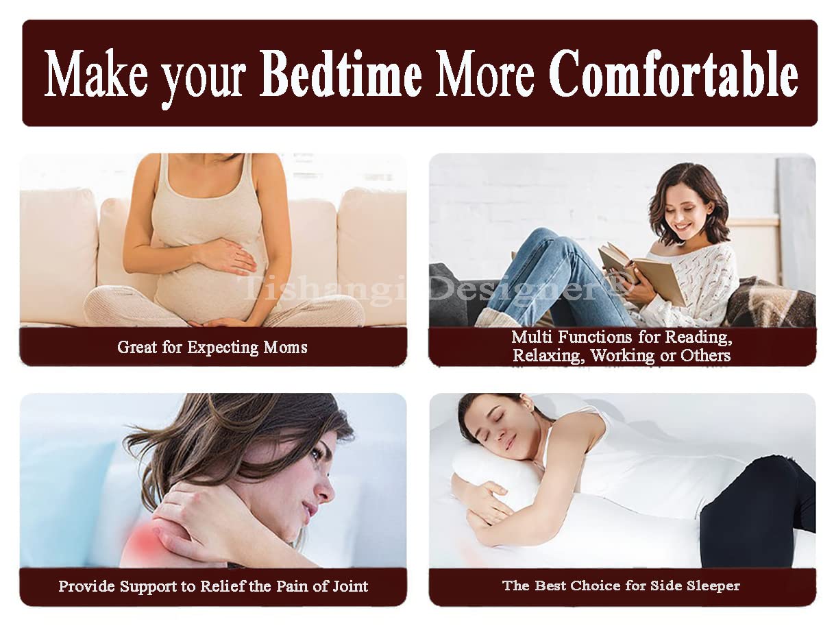 Soft Microfiber Hug Pillow For Sleeping, Full Body Pillow For Pregnant Women - 18 X 54 Inch | Long Pillow For Bed, Pregnancy Pillow, Large Pillow With Cover, Pillowcase, Foldable Pillow