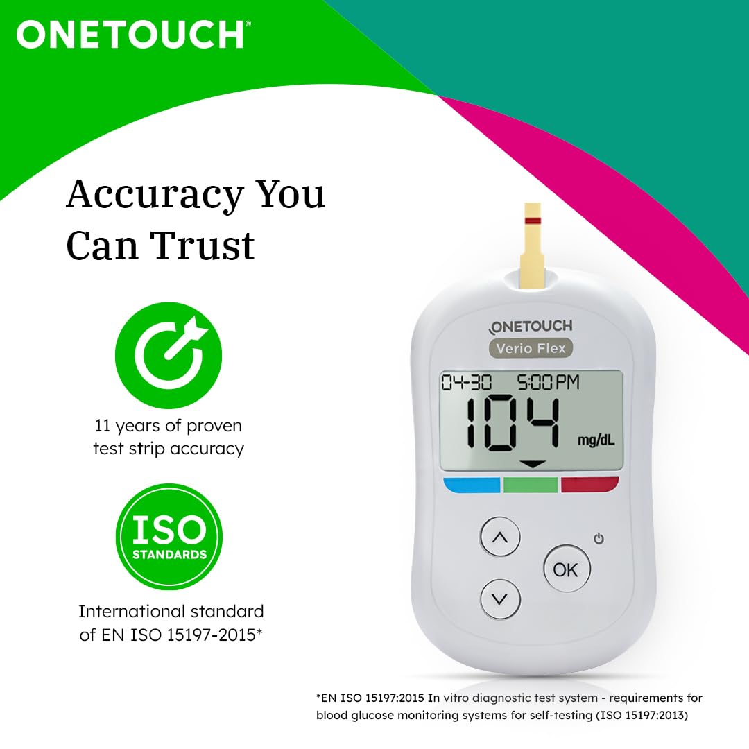 OneTouch Verio Test Strips - Pack of 25 Strips | Blood Sugar Test Machine Testing Strips | Global Iconic Brand | For use with OneTouch Verio Flex Glucometer