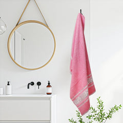 Liberty Towels 100% Cotton Large Size Bath Towel 450 Gsm | Highly Absorbent, Soft & Quick Dry Bathroom Towel | Elegant Design (Pink)