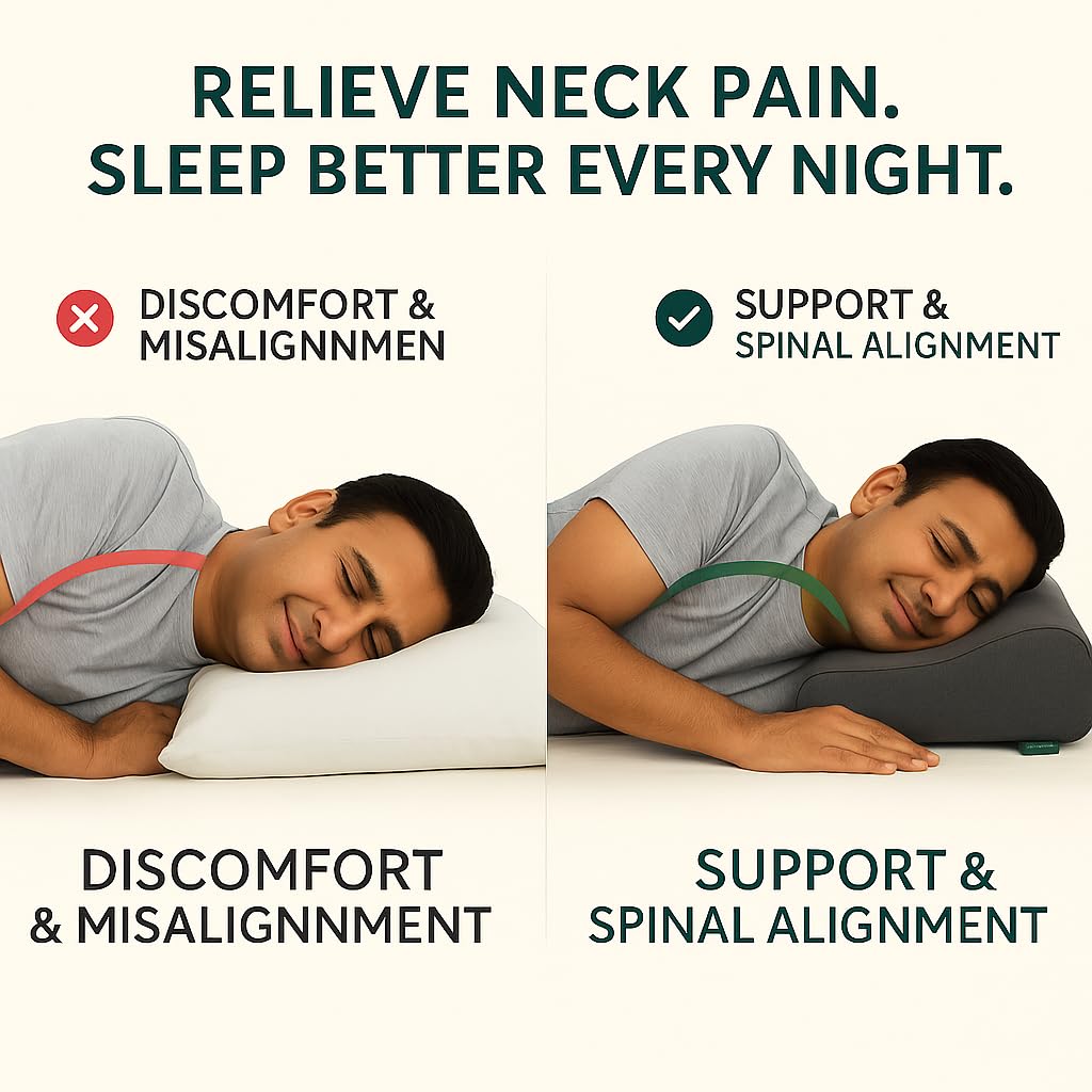 Cervical Pillow For Neck Pain & Shoulder Pain Relief, Slate, Size - XL King | Memory Foam Pillow - Spondylitis Orthopedic Pillow | Neck Support, Pillow For Sleeping, Contour Medical Pillow
