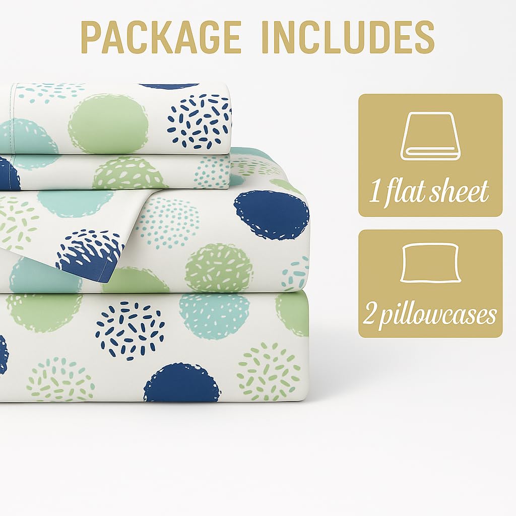 Printed Double Bed Bedsheet Set Includes 2 Pillow Covers - 90 X 100 Inches, White | Modern & Stylish Circle Print Bedsheet