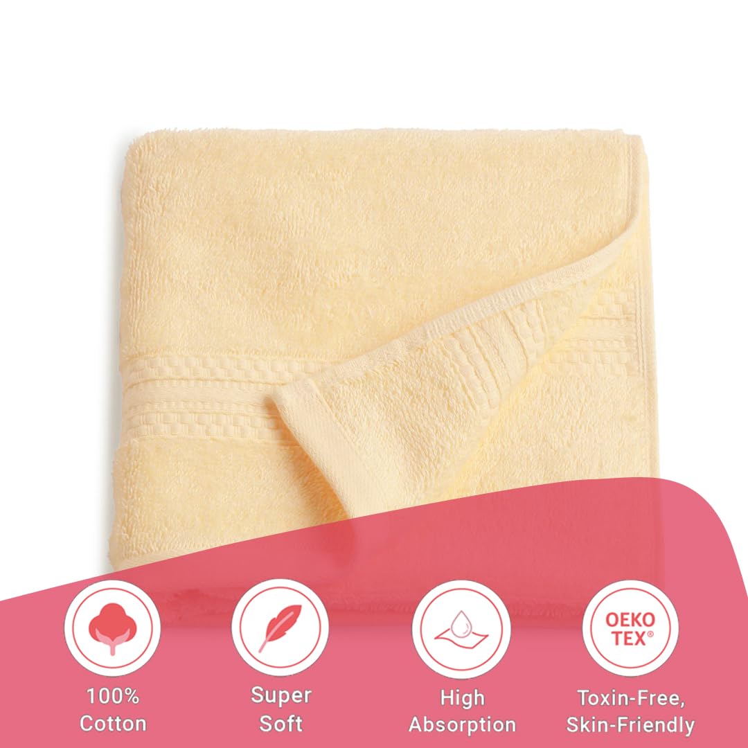 Livspace Paleto Collection Hand Towel 400 Gsm | 100% Cotton, Solid Dyed, Hand Towel Super Soft Absorbent (Buttercream) Set Of 2
