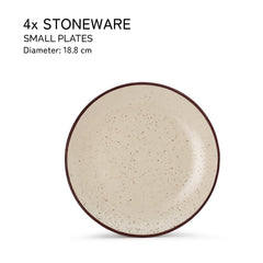 Ceramic Handcrafted Serving Handmade Small Plates Set Of 4 - 7.4 Inch, Beige Speckle | Hand Painted, Stoneware - Dinnerware | Scratch Resistant, Microwave & Dishwasher Safe