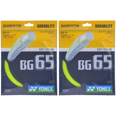 Yonex Badminton Strings BG 65, Size - 0.70mm, Colour - Green, Pack of 2