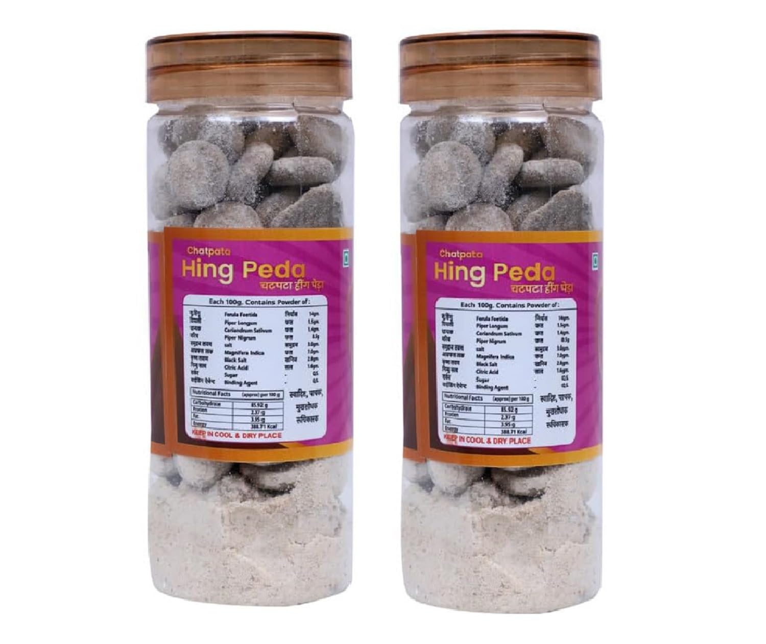 Chatar Patar Khatte Meethe Pal Tropical Sweet & Tangy Hing Peda Candy 450gm, (225gm *2) | Jar Pack