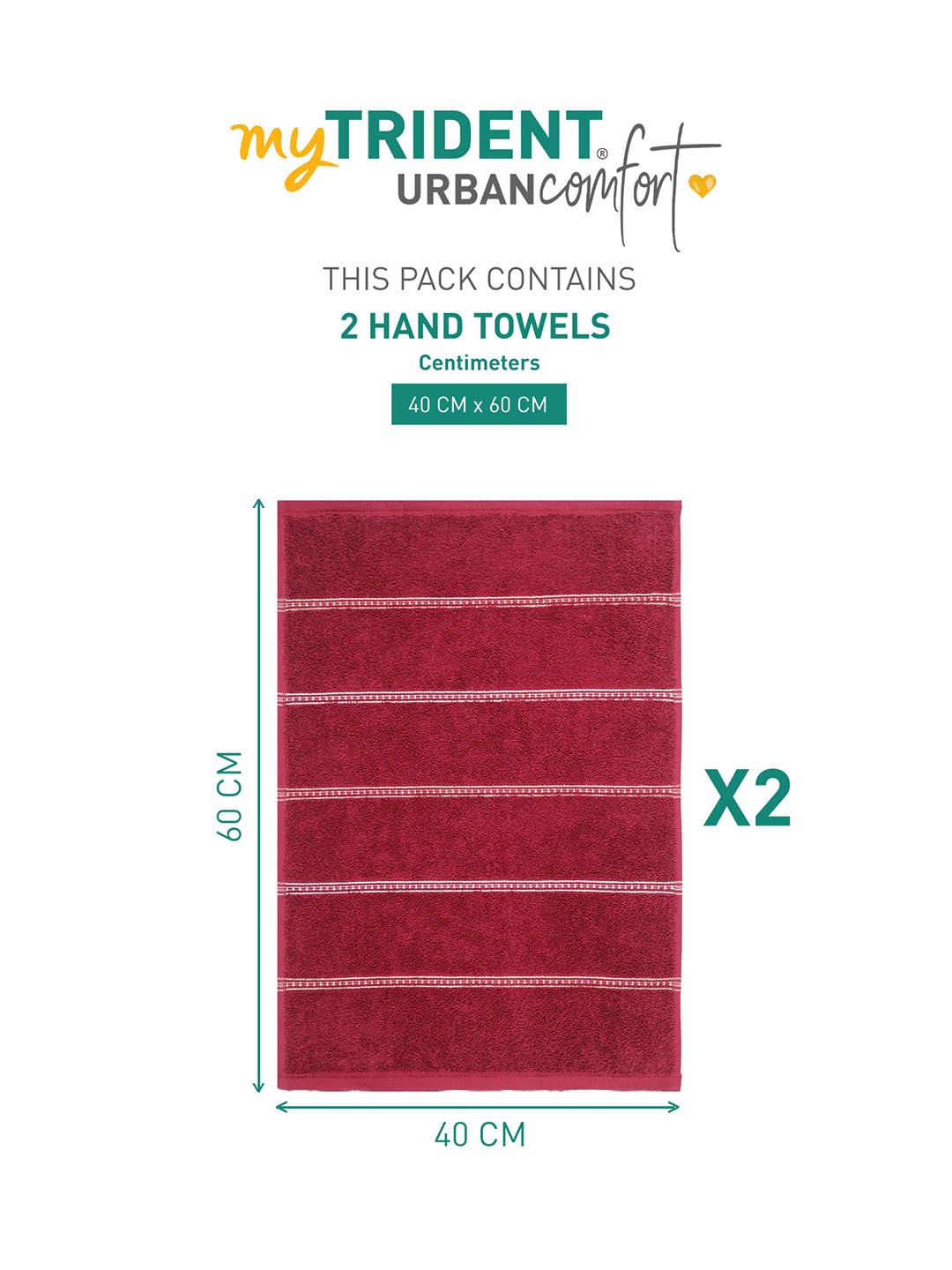 Mytrident Hand Towel Urban Comfort 400 Gsm | 100% Cotton Bath Towel (Rosie Wine)- Pack Of 2
