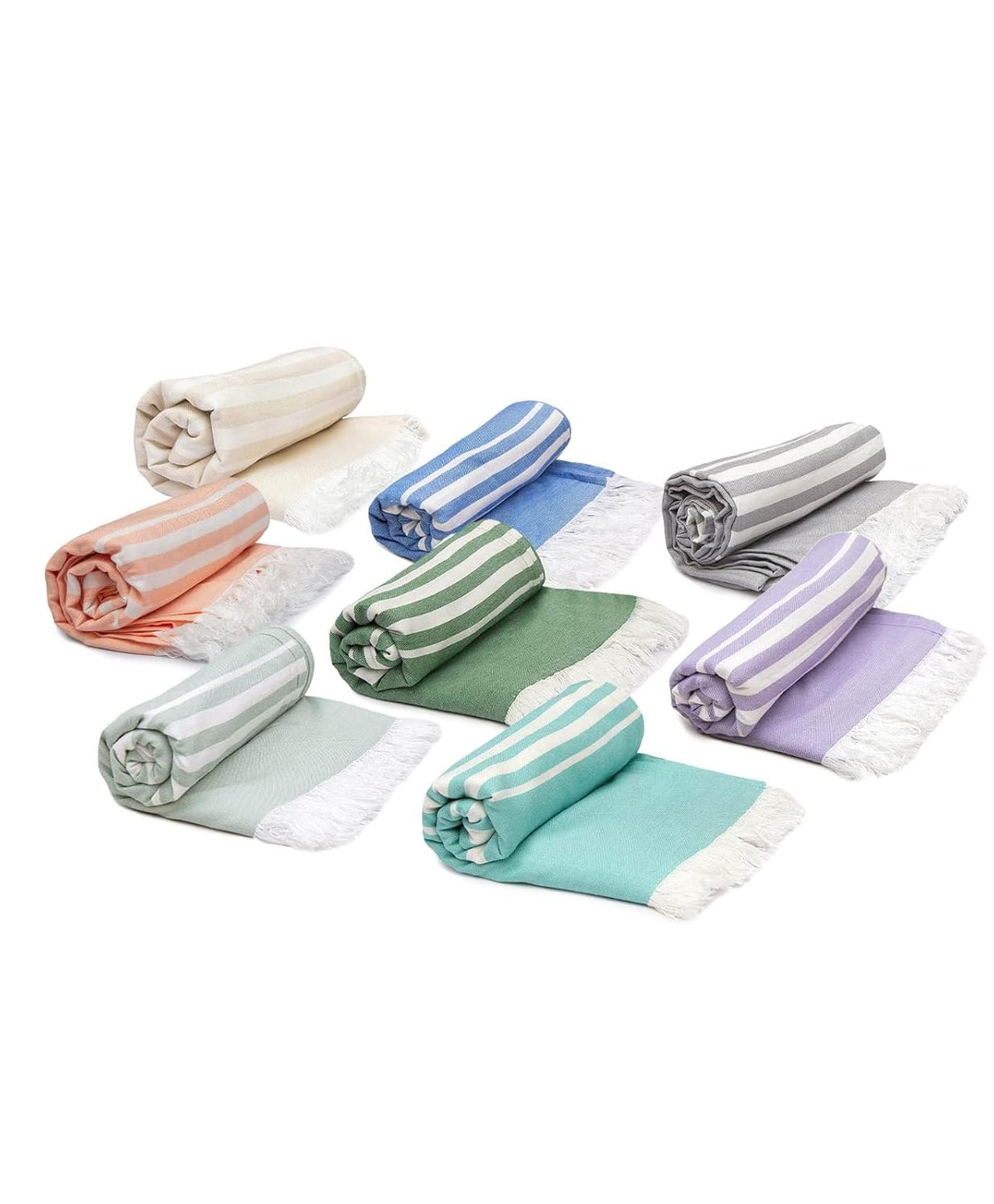 Mush 100% Bamboo Light Weight & Ultra-Compact Turkish Towel | Super Soft, Absorbent, Quick Dry, Anti-Odor Bamboo Towel (8, Assorted)