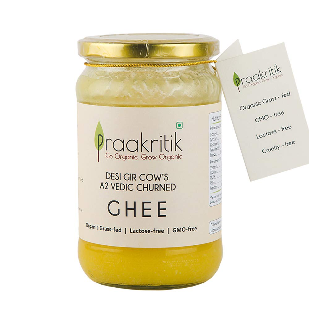Pure Natural A2 Gir Cow Desi Ghee By Praakritik | High In Protein Fiber & Nutrients Healthy Desi Ghee Good For Weight Loss | (500ml) 16.9 Ounce | Jar Pack