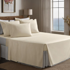 Double Bedsheet Elastic Fitted With Two Matching Pillow Cover - 72 X 48 Inches, Ivory | Naturally Soft, Breathable, & Skin Friendly