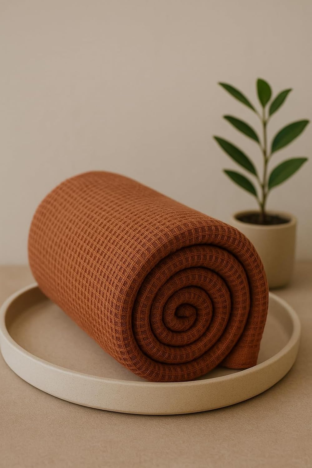 Drape&Luxe Gen-Z Towel Premium Waffle Cotton Bath Towel 600 Gsm | Super Soft & High Absorbency Towel, Quick Drying Large Size Towels (Brown) - Pack Of 1