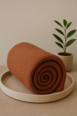 Drape&Luxe Gen-Z Towel Premium Waffle Cotton Bath Towel 600 Gsm | Super Soft & High Absorbency Towel, Quick Drying Large Size Towels (Brown) - Pack Of 1