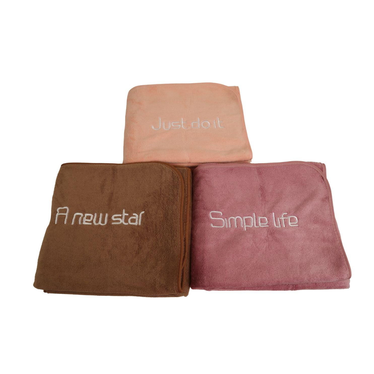 Hanker Premium Microfiber Bath Towel Large Size 500gsm | Multipurpose Use Gym, Bath, Beach, Swimming, Workout Towel (Peach, Brown & Purple)- Pack Of 3