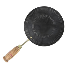 Iron Double Fitted Knob Handmade Tawa With Wooden Handle 10.5 Inch | Loha Tawa For Chapati, Roti - Gas Stovetop Compatible