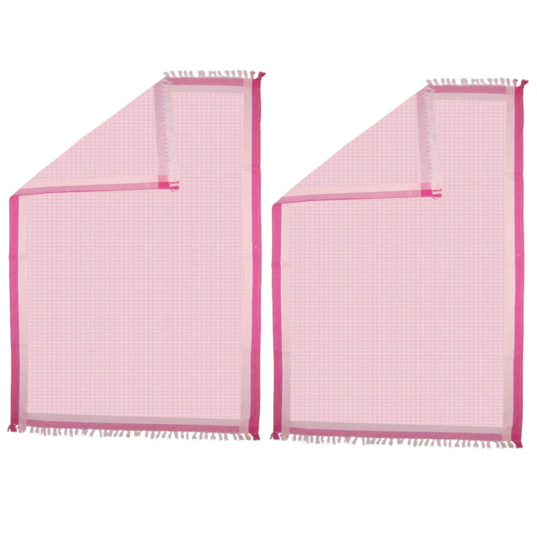 Athom Trendz Living Light Weight Cotton Premium Waffle Border Bath Towel 480 Gsm | Pack Of 2 (Pink)