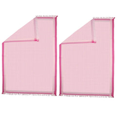 Athom Trendz Living Light Weight Cotton Premium Waffle Border Bath Towel 480 Gsm | Pack Of 2 (Pink)