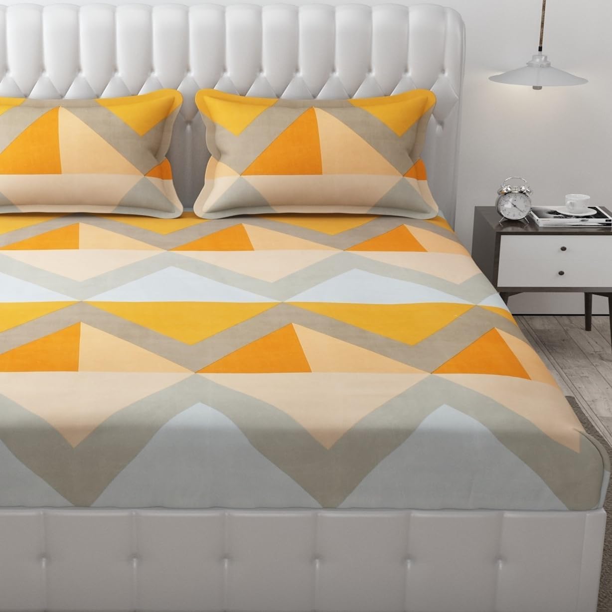 Printed King Size Double Bed Bedsheet With 2 Pillow Cover | 72 X 78 Inches, Multicolor | All Around Elastic Fitted Bedsheet | Softness & Comfortable Rest In Any Season