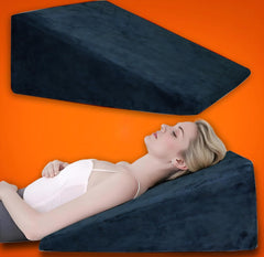 Wedge Pillow Memory Foam For Pain Relief, Black - 18 L X 17.5 W X 11 H Inch | Wedge Cushion, For Back Support, Acid Reflux, Snoring, Gerd, Leg Elevation, Pregnancy | Removable Velvet Cover