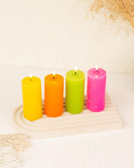HIGHLY FRAGRANCE MINI PILLAR CANDLE MULTI COLOUR | SET OF 4 DECORATION CANDLE
