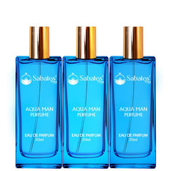 Sabates Aqua Man Eau De Parfum Each 20ml 0.6 Fl.oz. Combo Of 3 | Classic Elegance Fragrance | Best For Partywear