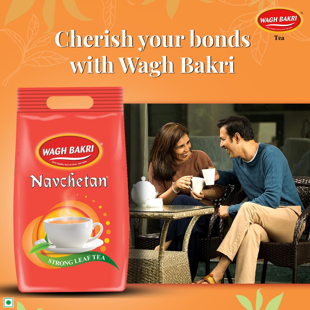Wagh Bakri Navchetan Danedar Tea - Pack Of 2 X 1 Kg, 35.2 Ounce Each | Rich Color, Strong & Refreshing Taste, Awesome Aroma Chai Patti - Preservatives Free, Artificial Flavor Free | Caffeine Free