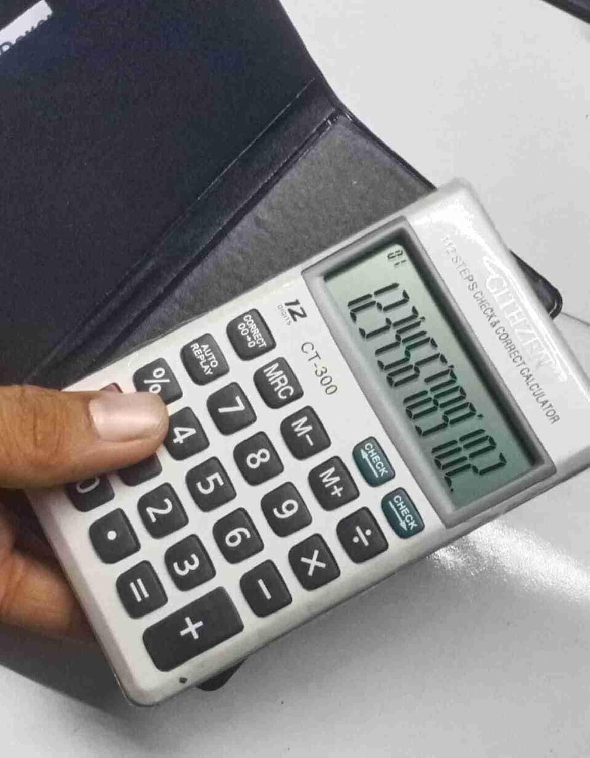 Githzen CT-300 Check & Correct Pocket Calculator, 12 Digits, Large Display, Auto Replay