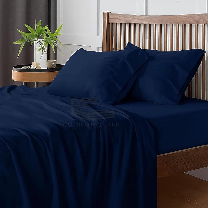 Pure Cotton Double Bed Bedsheet With 2 Pillow Covers - Size 90 X 100 Inches, Navy | Lightweight, Soft & Breathable - Perfect For Gifting On Weddings Bedsheet