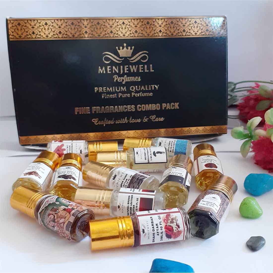 Menjewell Set Of 12 Premium Quality Fine Fragrances Perfume 3ml 0.1 Fl.oz. Each | Fragrance Collection For Him