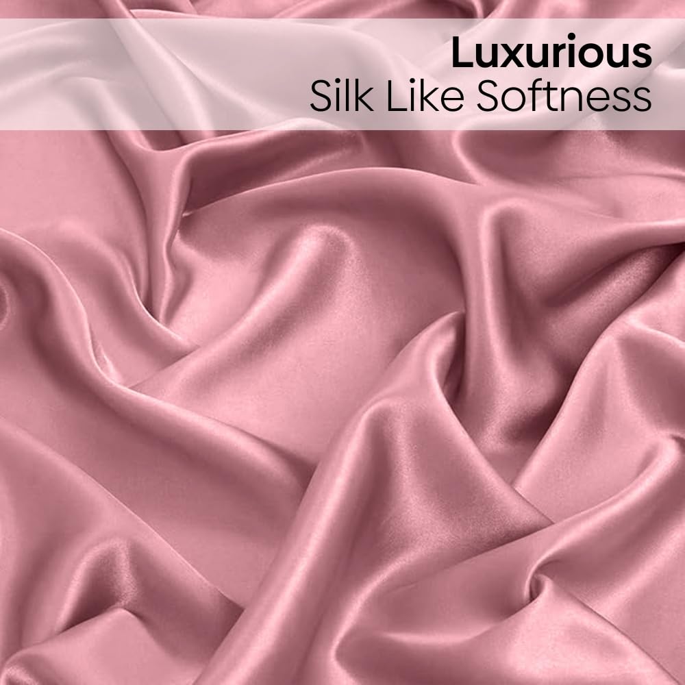 300 TC Premium Double Bedsheet Elastic Fitted For Queen Size | 60 X 78 X 10 Inches, Muted Rose With 2 Pillow Covers | Skin Friendly Fabric For Everyday Comfort