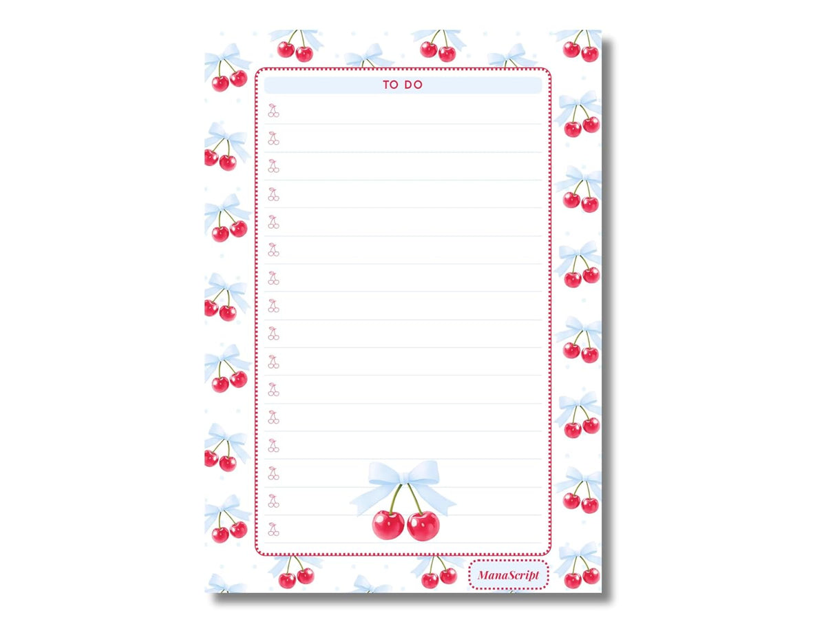A5 Notes/To Do List Notepad, Beautiful Daily Checklist Pad, Tear-Off Sheets (Cherry-3) Pack Of 1