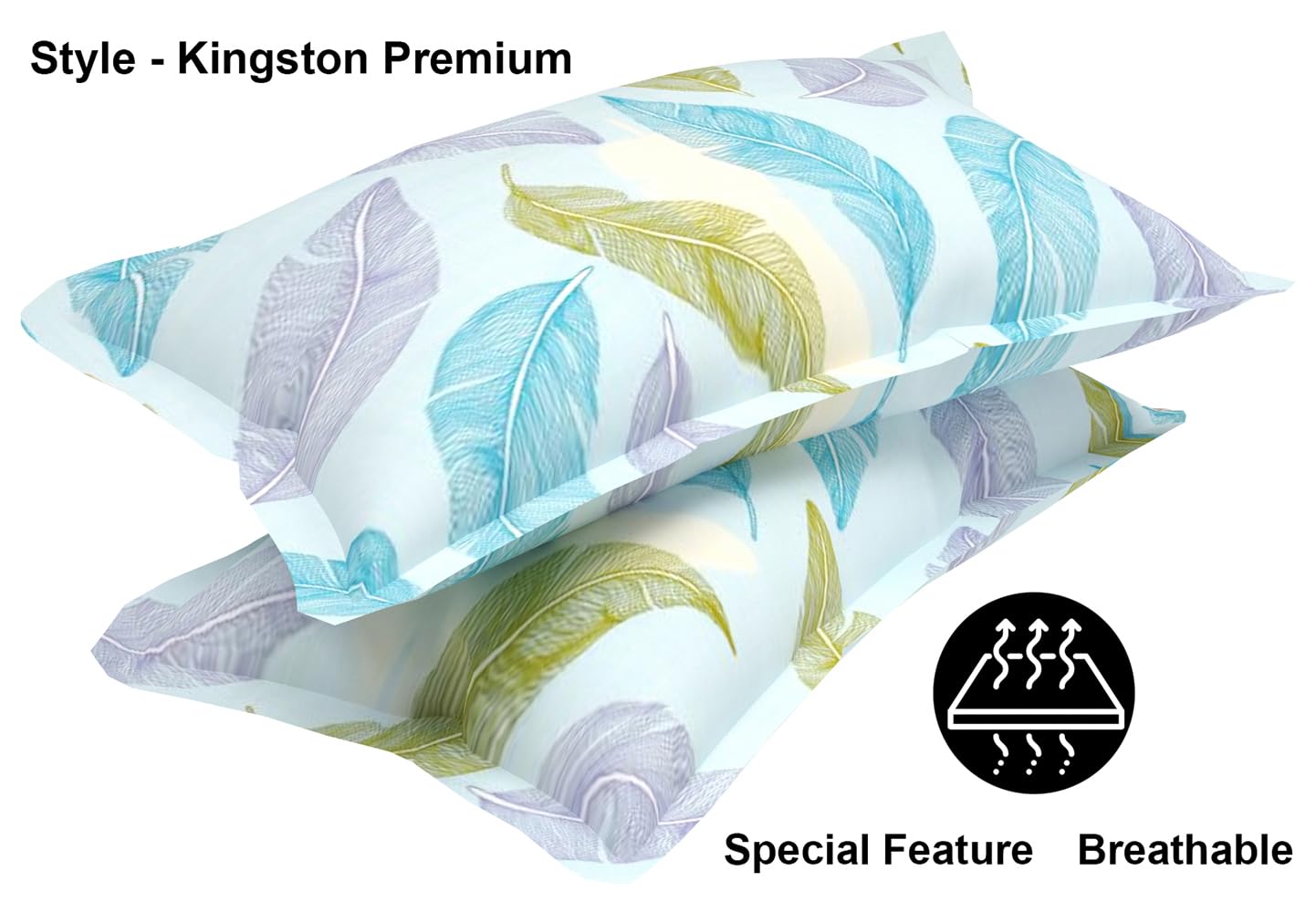 Soft Cotton King Size Bedsheet For Double Bed With 2 Large Size Pillow Covers | 108 X 108 Inches, White & Blue - Ultra Soft, Breathable, Softness | All Season, Summer, Winter