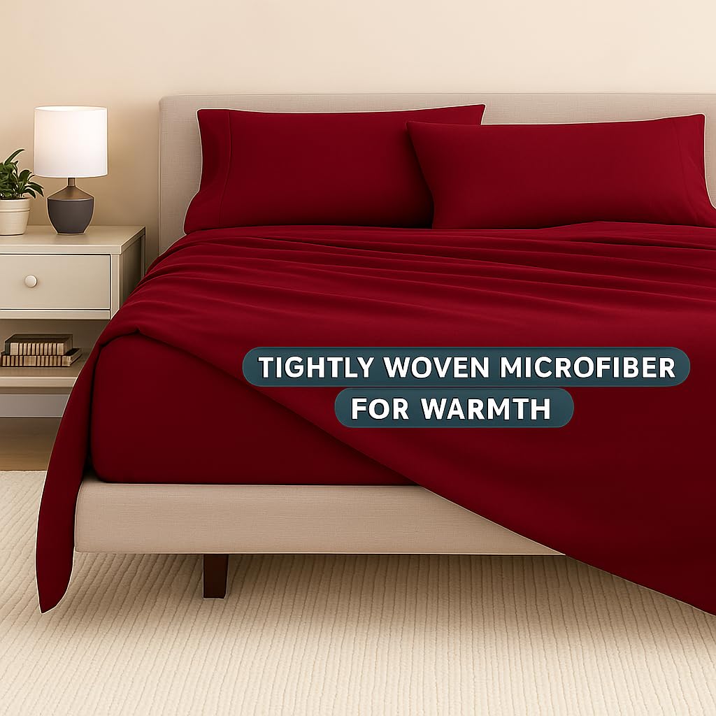 1 Single Microfiber Bedsheet With 1 Pillow Cover - 60 X 90 Inches, Marron | Perfect For Home, Hostel & Gifting Lightweight, Breathable & Durable