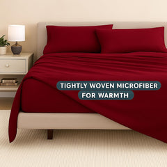 Microfiber Double Bedsheets With 2 Pillow Cover - 90 X 100 Inches, Marron | Good Or Home, Hotel, Villa, Resort & Guest House | Wrinkle Free Luxury