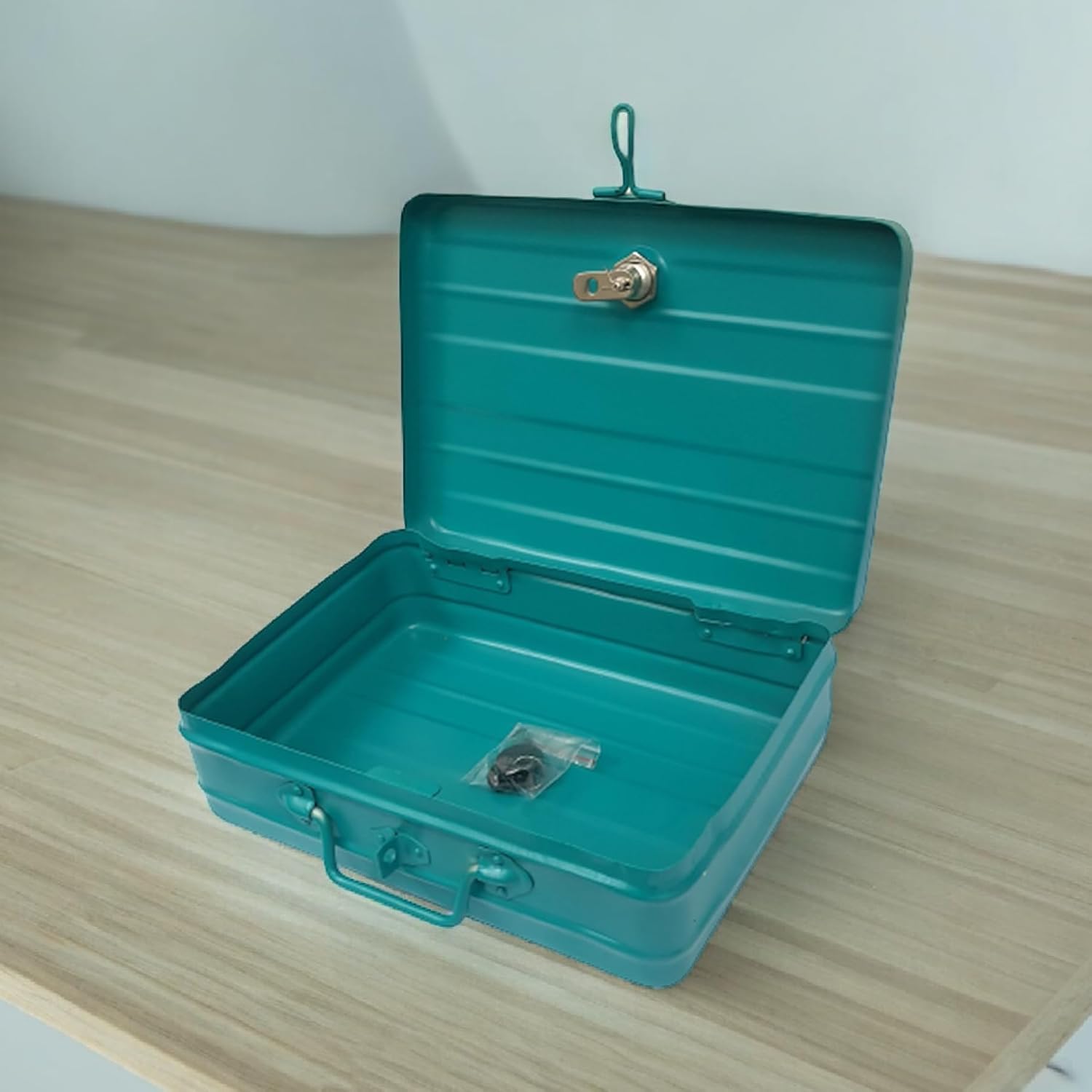 Aluminium Cash Box With Lock For Jewellery Storage And Organizing Ideal For Wardrobe, Desktop - Locker Safe Peti Metal Container 12" (12" L X 8.5" W X 4" H), Colour - Green