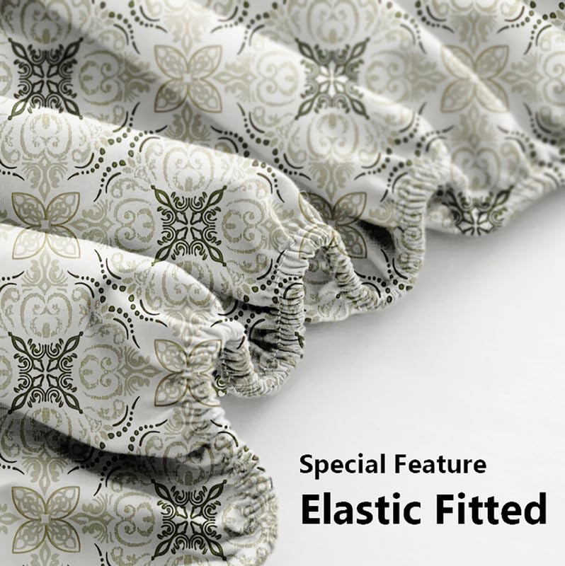 Cotton Elastic Fitted Bedsheets With 2 King Size Pillow Covers | King Size 72x78+10 Inches, Grey & White - Double Bed With All Around Elastic Super Soft