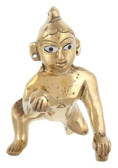 Ashtadhatu Metal Laddu Gopal God Idol, Bal Gopal Murti, Brass, Gold Idol Size - 2 Inch, Golden Handmade Idol, Little Krishna, Makhan Chor Statue, Occasion Of Krishna Janmashtami, Festival Idol