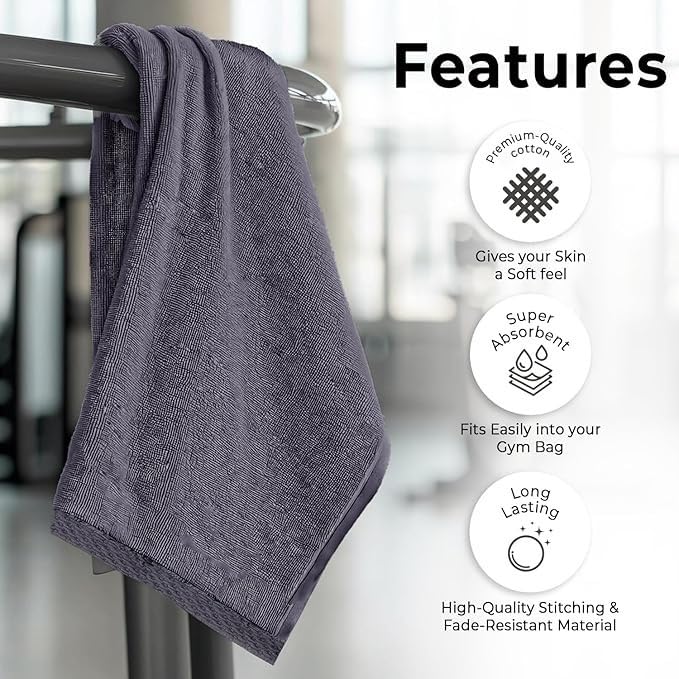 Avni Home 100% Cotton Hand Towel 300 Gsm | Ultra Soft, Absorbent, Quick Dry Towels For Facewash, Gym, Sports, Travel | Quick-Dry Fitness Towels - Pack Of 3 (Tone Grey)