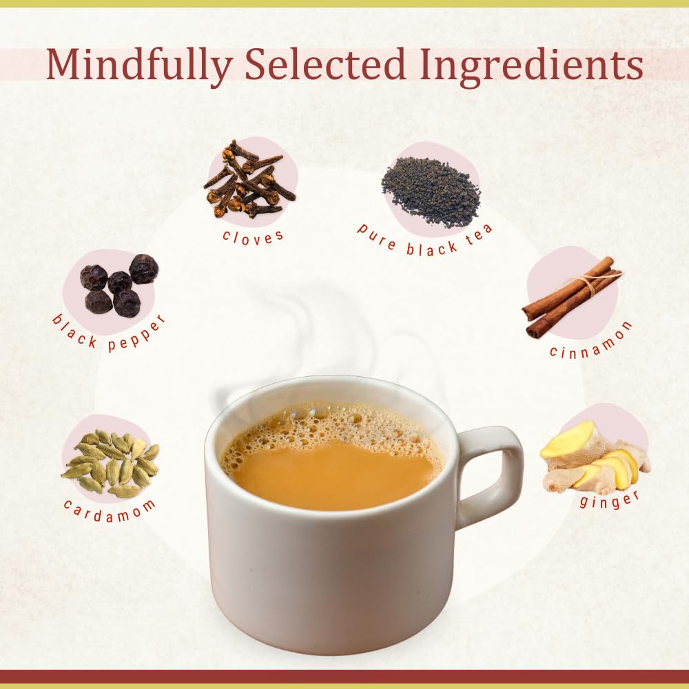 Tea And Twigs Strong Masala Tea - 200gm, 7.05 Ounce | Premium Second Flush CTC Black Tea & 100% Natural Spices - Kadak Masala Chai | Medium Caffeine Assam Tea