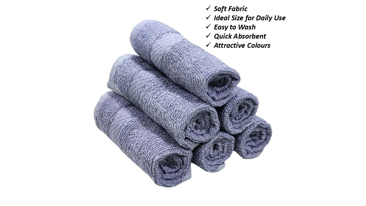 Caslino Small Cotton Face Towels 600 Gsm | Soft & Absorbent Towel For Women & Men - Steel Grey (Pack Of 6)